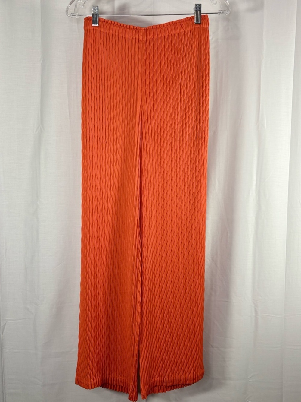 NWT ISSEY MIYAKE Women’s Orange Fully Pleated Wide-Leg Pants Size 1/Small